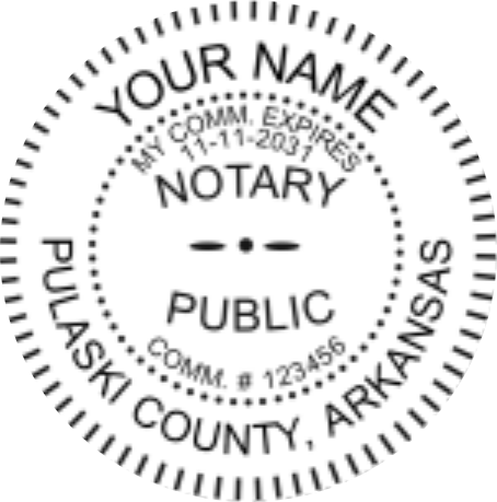 Arkansas Round Slim Stamp Notary, Sample Impression Image