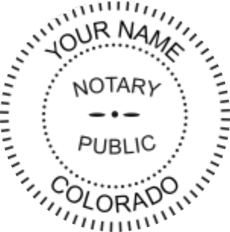 Colorado Notary Desk Seal Embosser, Blue, Sample Impression, 1.6 Inch Diameter, Raised