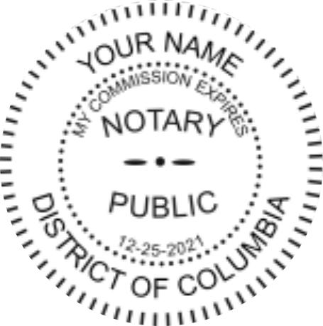 District of Columbia Notary Desk Seal Embosser, Black, Sample Impression, 1.6 Inch Diameter, Raised