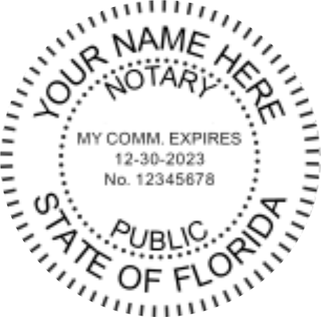 Florida Notary Pocket Seal  Embosser, Black Body, Sample Impression