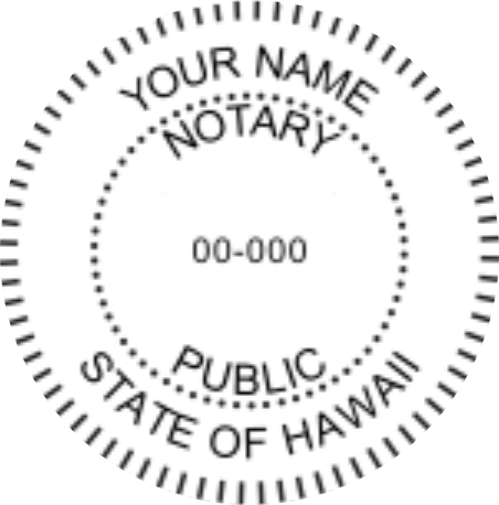 Hawaii Notary Self Inking Circular Grey Body Stamp, Sample Image