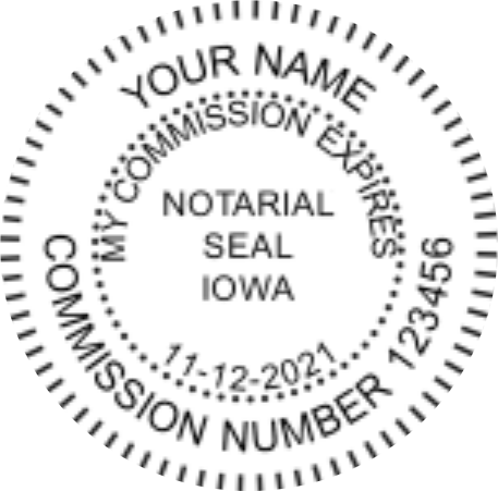 Iowa Round Slim Stamp Notary, Sample Impression Image