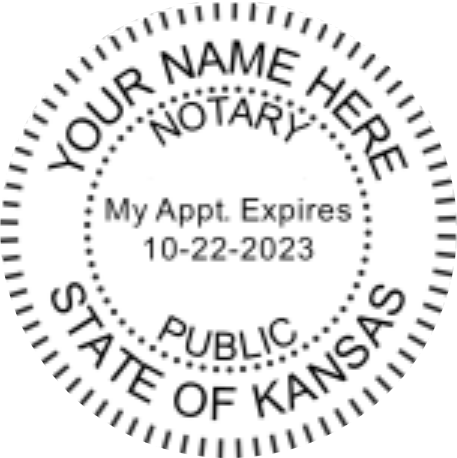 Kansas Notary Self Inking Circular Red Body Trodat, Sample Image Impression