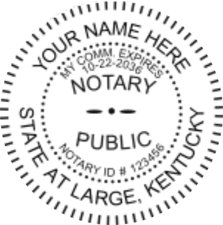 Kentucky Notary Pocket Seal  Embosser, Black Body, Sample Impression