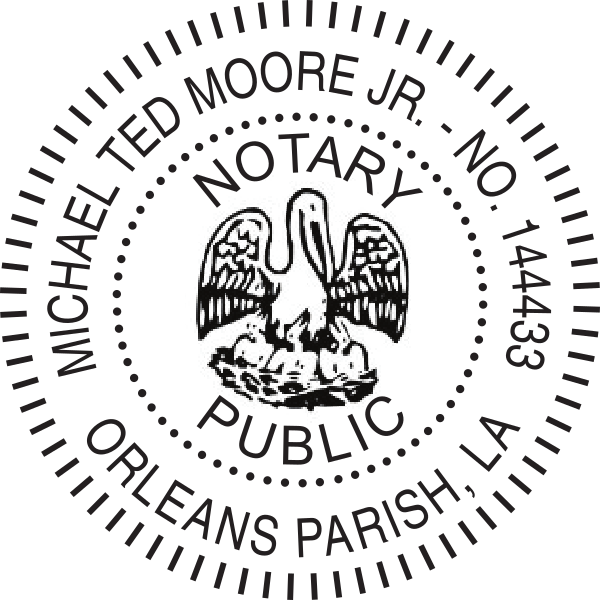 Louisiana  Notary Trodat Pink Pocket Seal, Sample Impression Image, Circular, 1.6 Inches