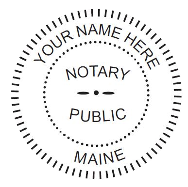 Maine Notary Stamp Pre Inked Circular Xstamper, Sample Impression Image