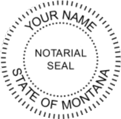 Montana Notary Pocket Seal  Embosser, Black Body, Sample Impression