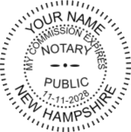New Hampshire Notary Pocket Seal  Embosser, Black Body, Sample Impression
