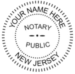 New Jersey Notary Desk Seal Embosser, Black, Sample Impression, 1.6 Inch Diameter, Raised