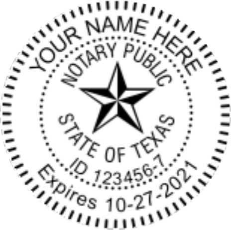 Texas Round Slim Stamp Notary, Sample Impression Image Texas Round Slim Stamp Notary, Sample Impression Image