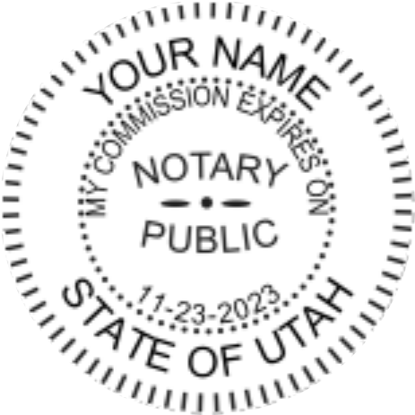 Utah Notary Seal, Pocket Model, Black Body, Raised 1.6 Inch Diameter Impression, Sample Image Utah Notary Seal, Pocket Model, Black Body, Raised 1.6 Inch Diameter Impression, Sample Image