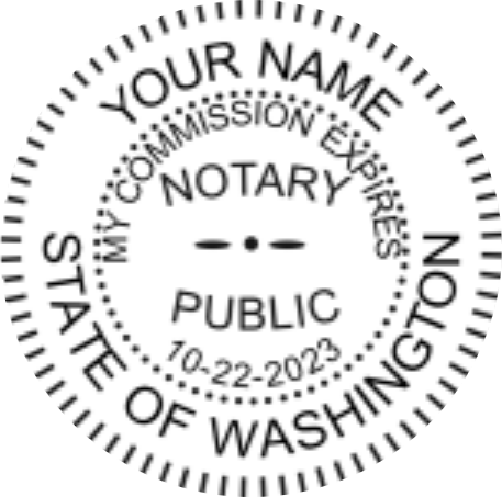 Washington Notary Desk Seal Embosser, Black, Sample Impression, 1.6 Inch Diameter, Raised